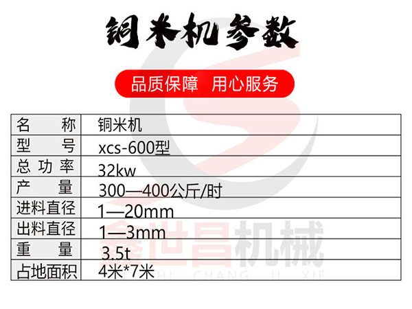 干式銅米機(jī)參數(shù)